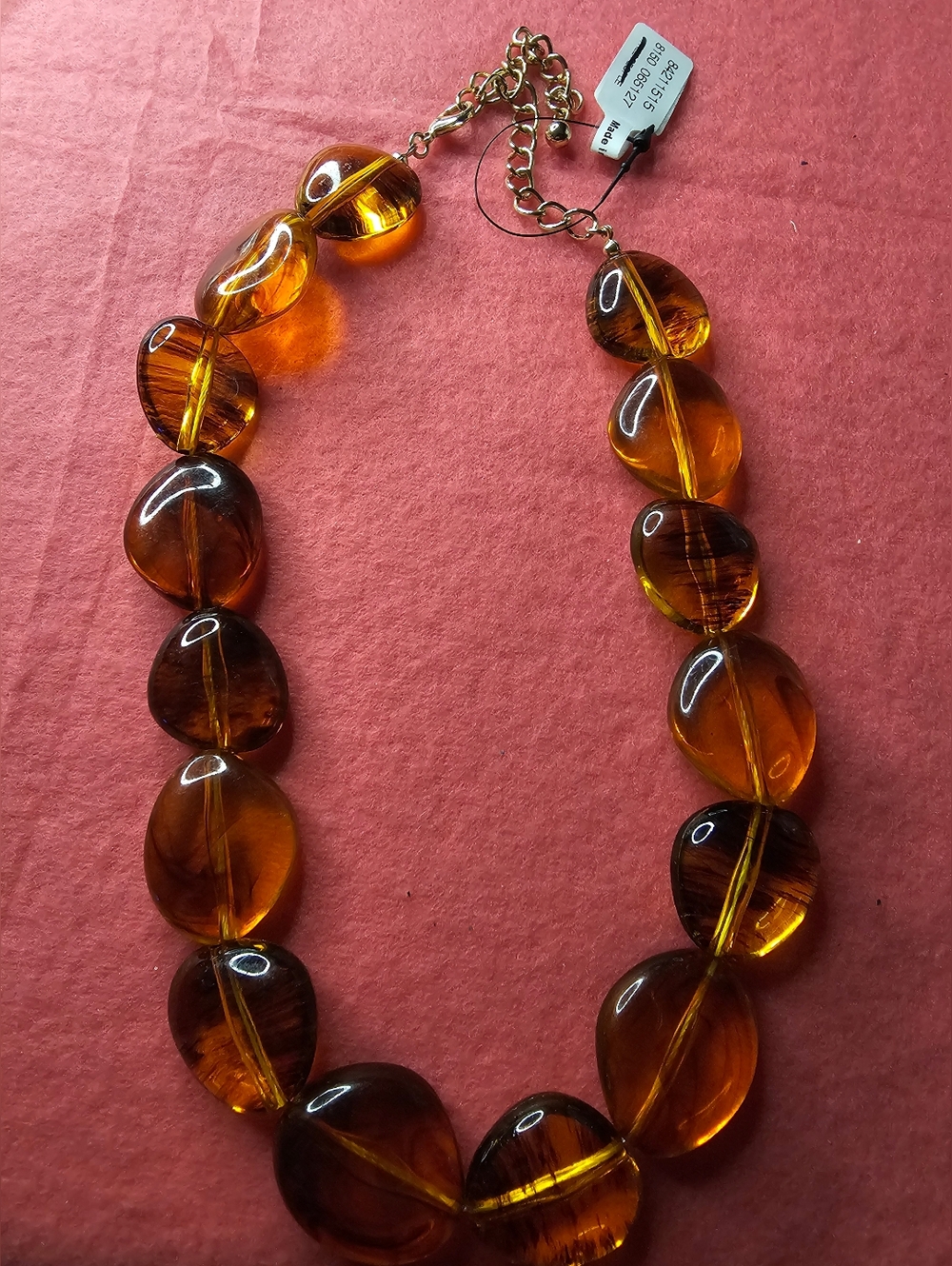 Amber Glass Bead Statement Necklace - Women Jewelry NWT FREE PEOPLE